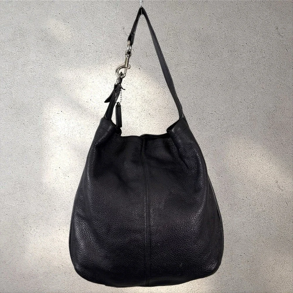 Coach Park Avery F23309 Hobo Slouchy Shoulder Bag Pebbled Leather Black Tassel - Picture 6 of 8